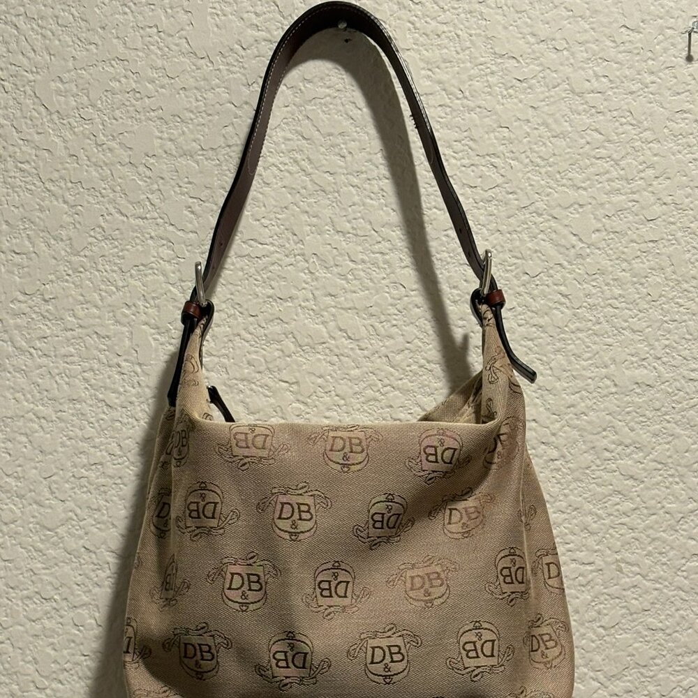 Dooney and Bourke - Vintage Canvas Signature Monogram Hobo Bag - Picture 4 of 12